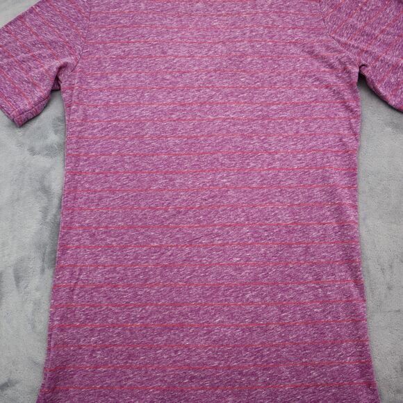 Volcom Shirt Womens XS Purple Pinstriped V Neck Short Sleeve Chest Pocket Tee - Picture 13 of 15